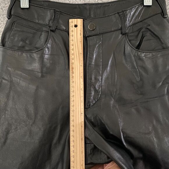 Schott Sportwear Woman Genuine Leather Pants Bottom‎ 28 Black 5 Pocket Used - Picture 9 of 11